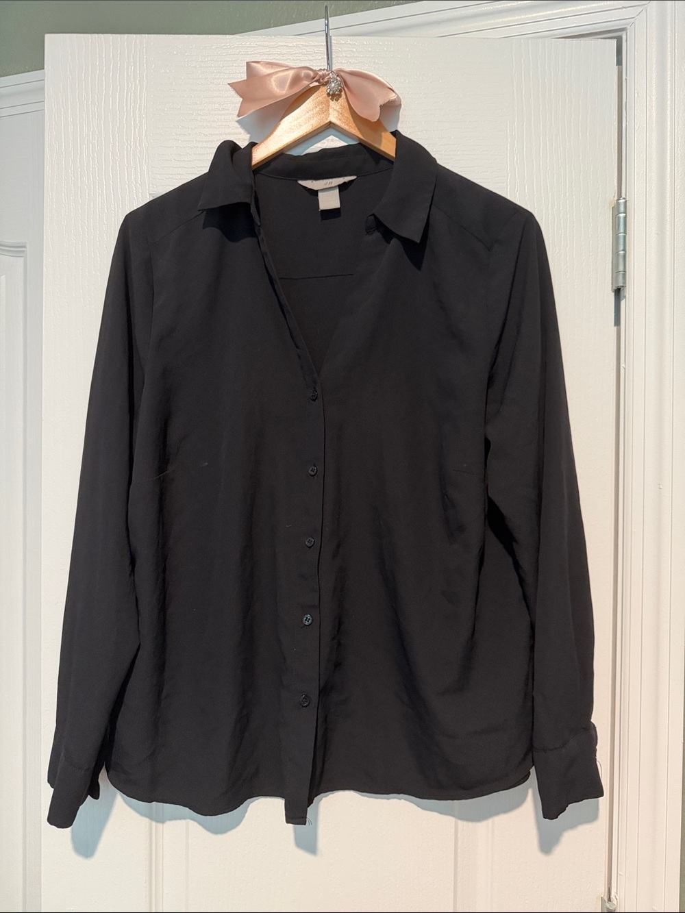 H&M Black Button-Up with Collar